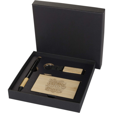 Logo trade promotional merchandise image of: Minka RCS recycled aluminium ballpoint pen, keychain and RFID card holder gift set