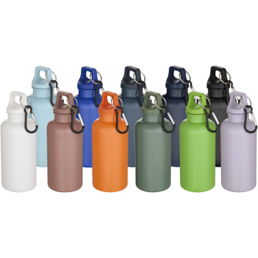 Logotrade promotional item picture of: Oregon 400 ml solid colour RCS recycled plastic water bottle with carabiner