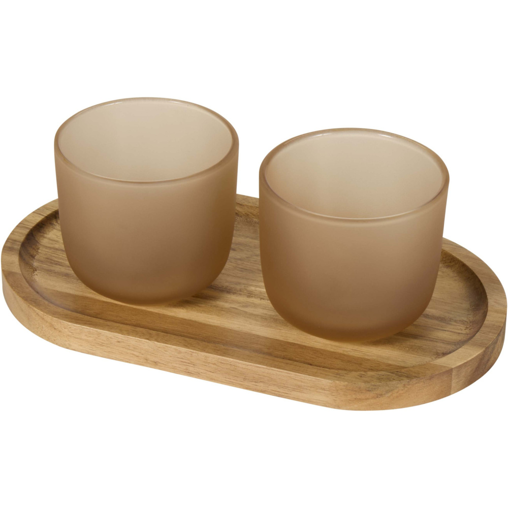 Logotrade advertising products photo of: Male wooden serving tray and glass cups set