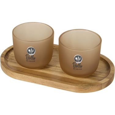Logo trade business gifts image of: Male wooden serving tray and glass cups set