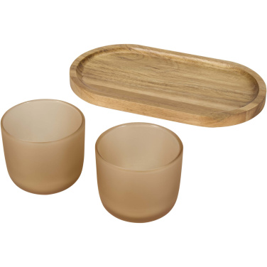 Logo trade promotional product photo of: Male wooden serving tray and glass cups set