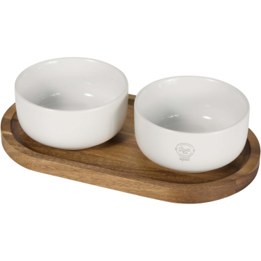 Logotrade promotional merchandise photo of: Noa wooden tray and ceramic serving bowls set