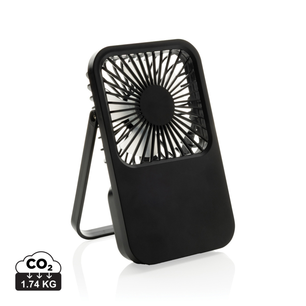 Logo trade promotional giveaways image of: Aervina RCS recycled plastic re-chargeable desk fan