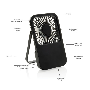 Logotrade promotional gift picture of: Aervina RCS recycled plastic re-chargeable desk fan