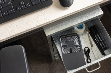 Logo trade advertising products picture of: Aervina RCS recycled plastic re-chargeable desk fan