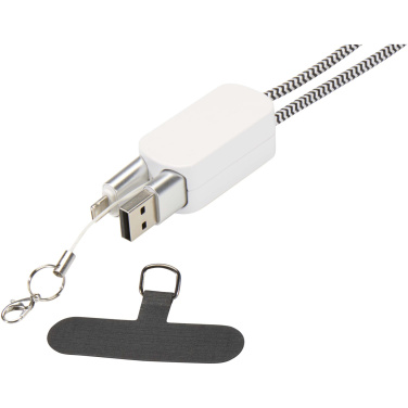 Logo trade promotional merchandise image of: Anser recycled plastic smartphone lanyard with 27W 5-in-1 built-in cable