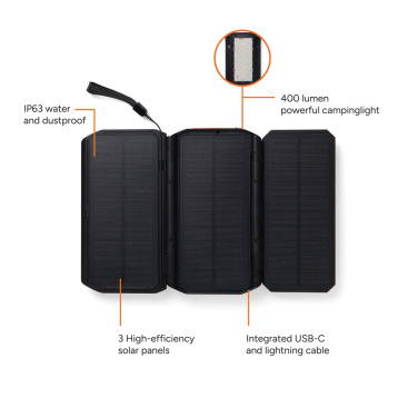 Logotrade promotional item picture of: Nordic Drift Titan 10.000mAh solar powerbank with 3 panels