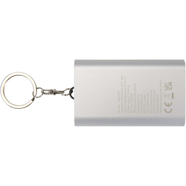 Logo trade promotional gifts image of: Arcturus 2000 mAh recycled aluminium power bank with keychain
