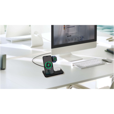 Logo trade promotional products picture of: SCX.design W28 3-in-1 wireless charging base with phone stand