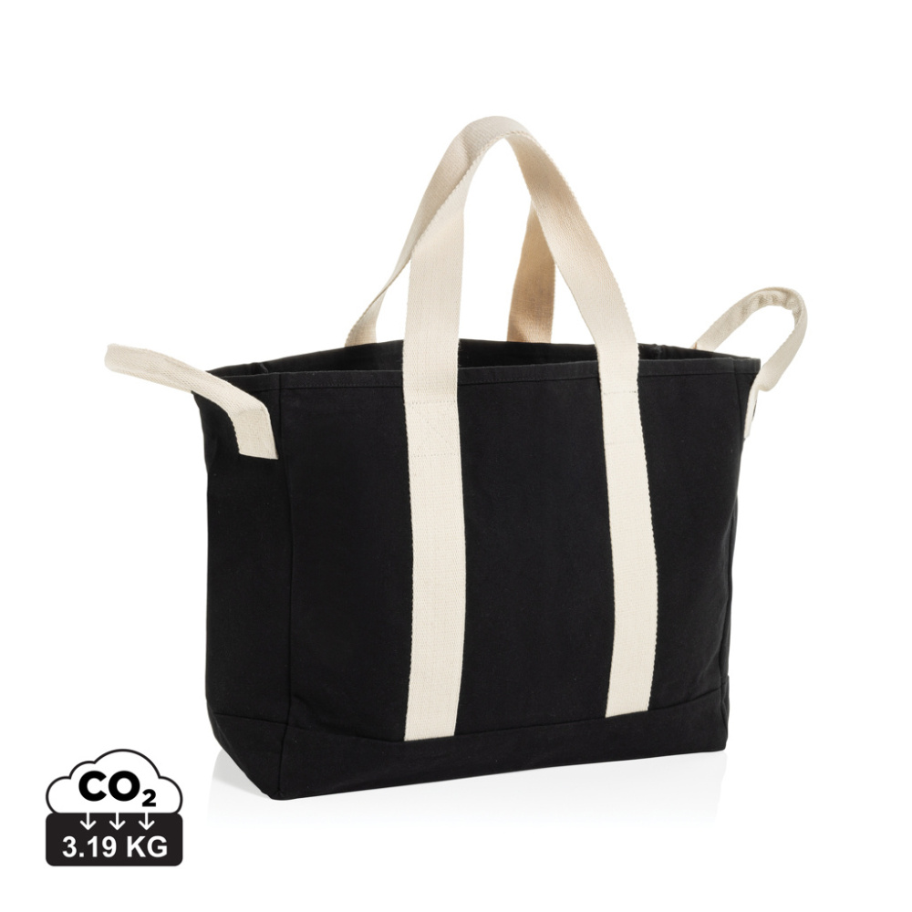 Logotrade business gift image of: BEAU AWARE™ Beach bag 400gsm recycled canvas, with side hand