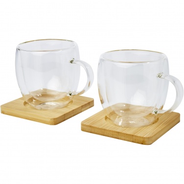 Logotrade reklaamkingid pilt: Manti 2-osaline 250 ml topeltseinaga klaasist tass bambusest alusega 