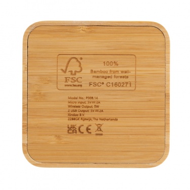Logotrade firmakingid pilt: Bambusest 5W juhtmevaba laadija USB-ga