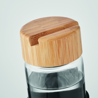 Logo trade firmakingi pilt: Klaaspudeli bambusest kaas 600ml