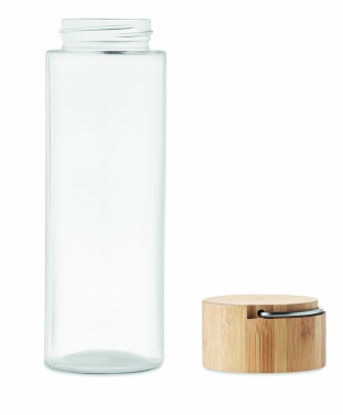Logotrade meened pilt: Klaaspudel 500ml bambusest kaas
