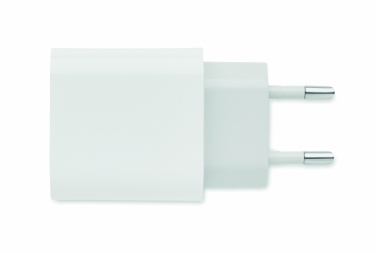 Logotrade reklaamtoote foto: 18W 2 pordiga USB laadija EU pistik