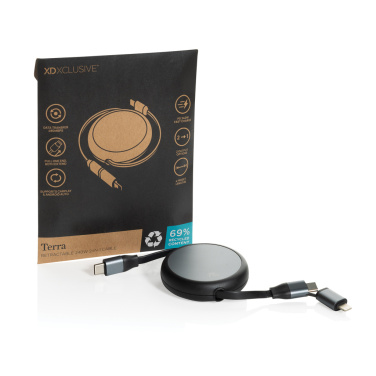 Logotrade reklaamtooted pilt: Terra RCS alumiiniumist sissetõmmatav 240W 2-in-1 kaabel