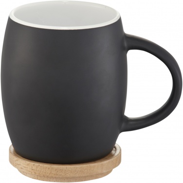 Logotrade mainoslahjat kuva: Heart 400 ml keraaminen muki puisella kannella/alustalla