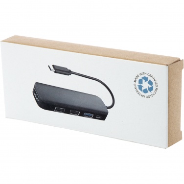 Logo trade mainostuote kuva: Loop RCS -kierrätetystä muovista valmistettu multimediasovitin USB 2.0–3.0 HDMI -liitännällä