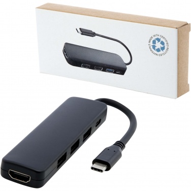 Logo trade mainoslahja kuva: Loop RCS -kierrätetystä muovista valmistettu multimediasovitin USB 2.0–3.0 HDMI -liitännällä