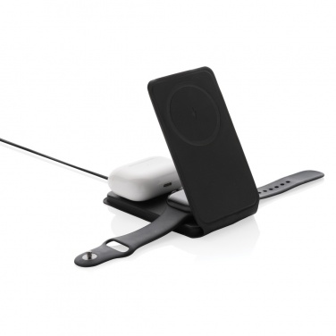 Logotrade liikelahja tuotekuva: Swiss Peak RCS rePU 15W 3-in-1 magneettinen langaton laturi