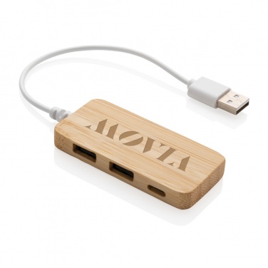 Logotrade mainoslahja tuotekuva: Bambuinen USB tyypin C hub