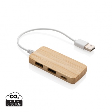 Logotrade liikelahjat mainoslahjat tuotekuva: Bambuinen USB tyypin C hub