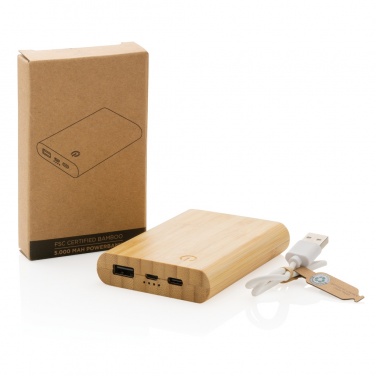 Logotrade mainoslahjat kuva: 5000 mAh varavirtalähde bambusta