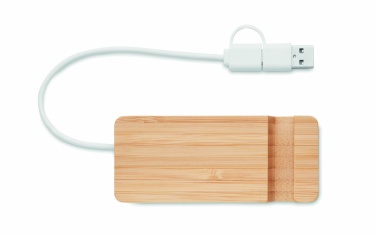 Logo trade mainostuotet tuotekuva: 4 portin USB-keskitin bambua