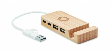 Logotrade liikelahjat kuva: 4 portin USB-keskitin bambua
