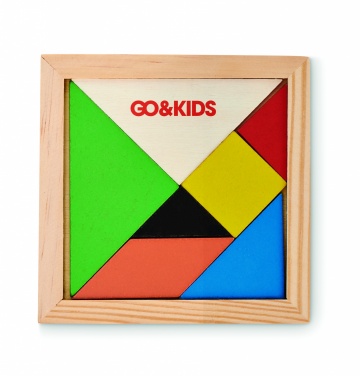 Logo trade mainostuote kuva: Tangram-palapeli puusta