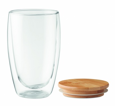 Logotrade mainoslahja tuotekuva: Bambu borosilikaattilasi 450 ml Frankfurt