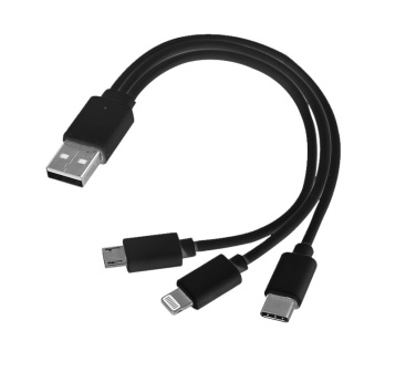 Logotrade liikelahjat kuva: 3 in 1 USB-kaapeli tyyppi c + micro USB + lightning