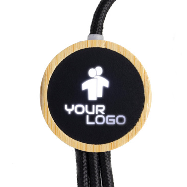 Logotrade liikelahja mainoslahja kuva: 3-in-1-kaapeli, jossa on valaistu logo puukotelossa, LH-ZMU06