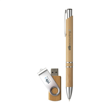 Logotrade mainostuotet kuva: Bamboo Connect -lahjasetti 8 Gt