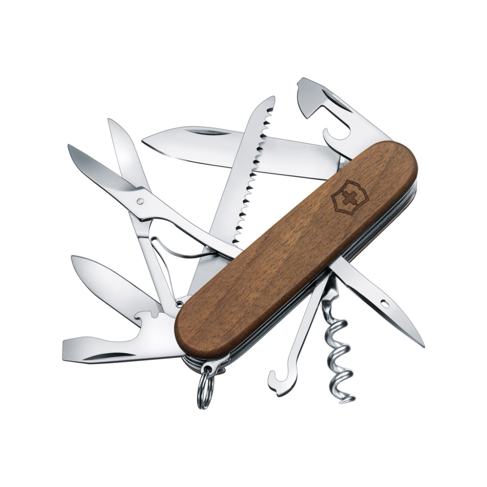 Logotrade mainostuote tuotekuva: VICTORINOX-taskuveitsi Huntsman Wood, 13 toimintoa