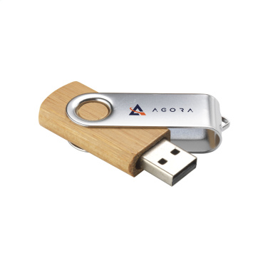 Logotrade reklaminiai produktai nuotrauka: USB Twist Bamboo 64 GB