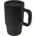 Carter 450 ml keraminis puodelis su plastikiniu dangteliu, Vientisa juoda
