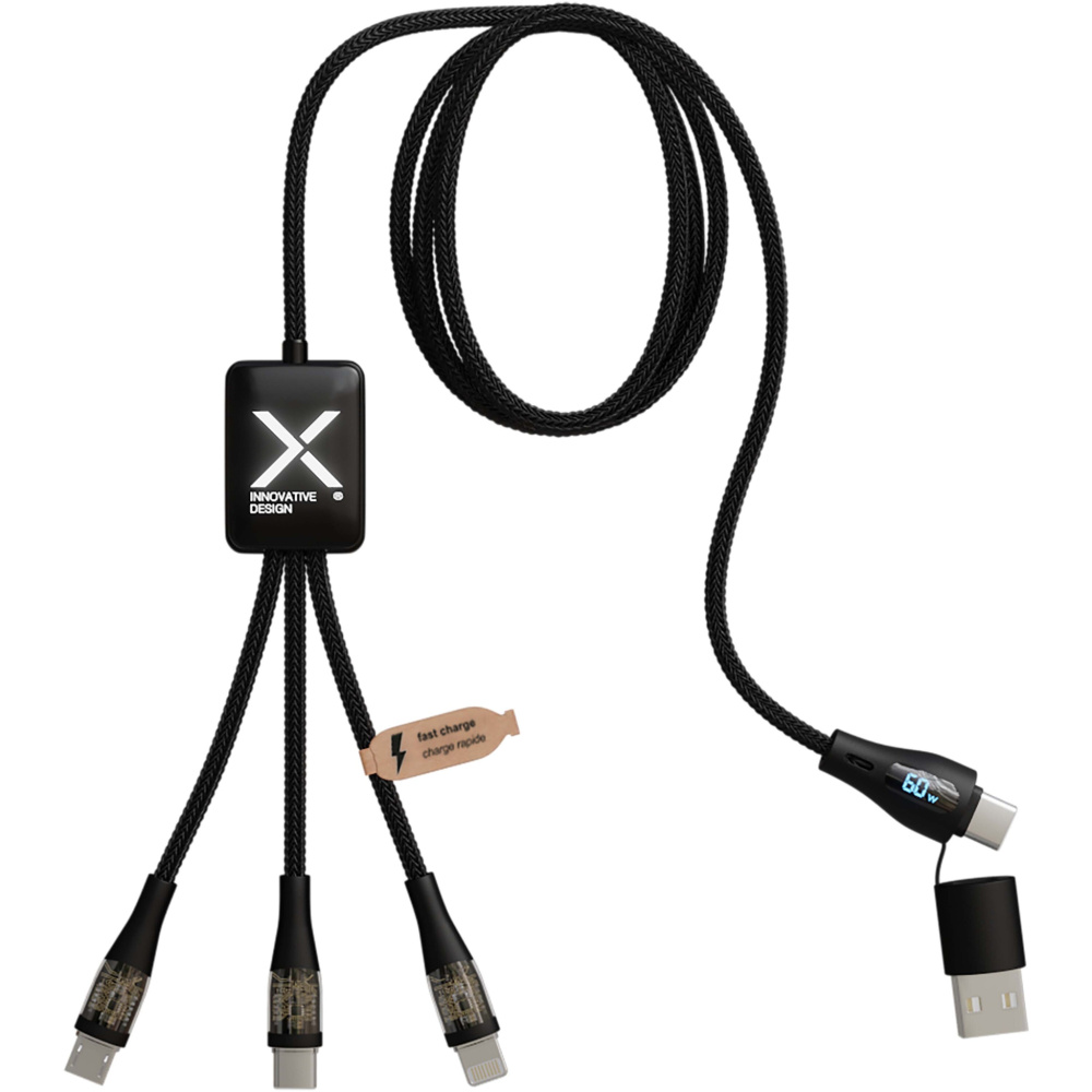 Logotrade reklaminiai produktai nuotrauka: SCX.design C51 60W 5 viename rPET greito įkrovimo laidas su ekranu