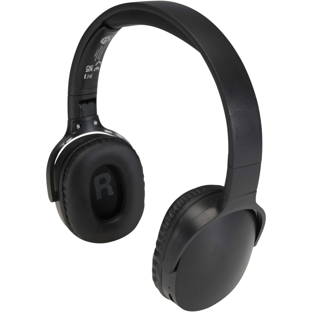 Logotrade verslo dovanos nuotrauka: „Ancha“ perdirbto plastiko belaidės „Bluetooth®“ ausinės, uždengiančios ausis