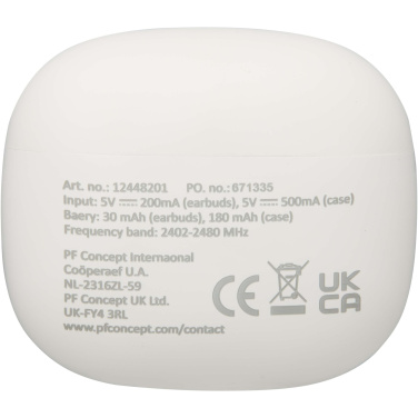 Logotrade logo dāvanas foto: Alterf pārstrādātas plastmasas patiesi bezvadu Bluetooth® austiņas ar silikona ausu uzgaļiem