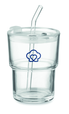 Логотрейд pекламные продукты картинка: Glass tumbler with straw 400ml