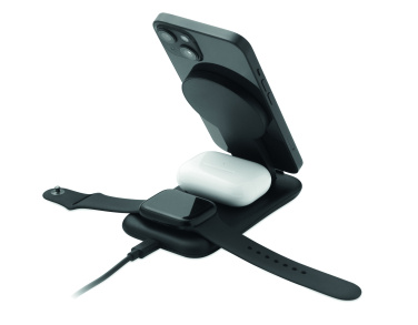Лого трейд бизнес-подарки фото: 3 in 1 wireless charger 15W