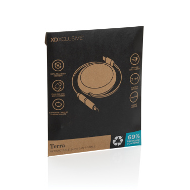 Лого трейд pекламные подарки фото: Втягивающийся кабель Terra RCS 2-в-1 из переработанного алюминия мощностью 240 Вт