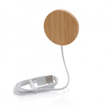Logotrade profilprodukter bild: 10W bambu magnetisk trådlös laddare