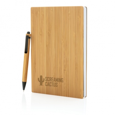 Logotrade profilprodukter bild: A5 bambu anteckningsbok & penna