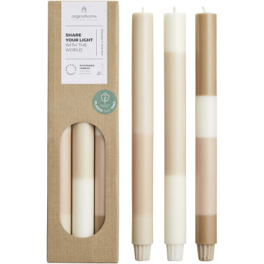 Logotrade kampanjprodukter bild: Originalhome skiktade kalkstensljus – set om 3