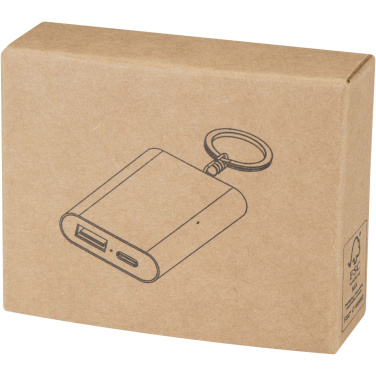 Logotrade profilprodukter bild: Arcturus 2 000 mAh powerbank i återvunnet aluminium med nyckelring